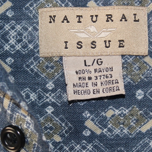 Vintage Blue Collared Button Down Shirt w/Patterns - Picture 3 of 8